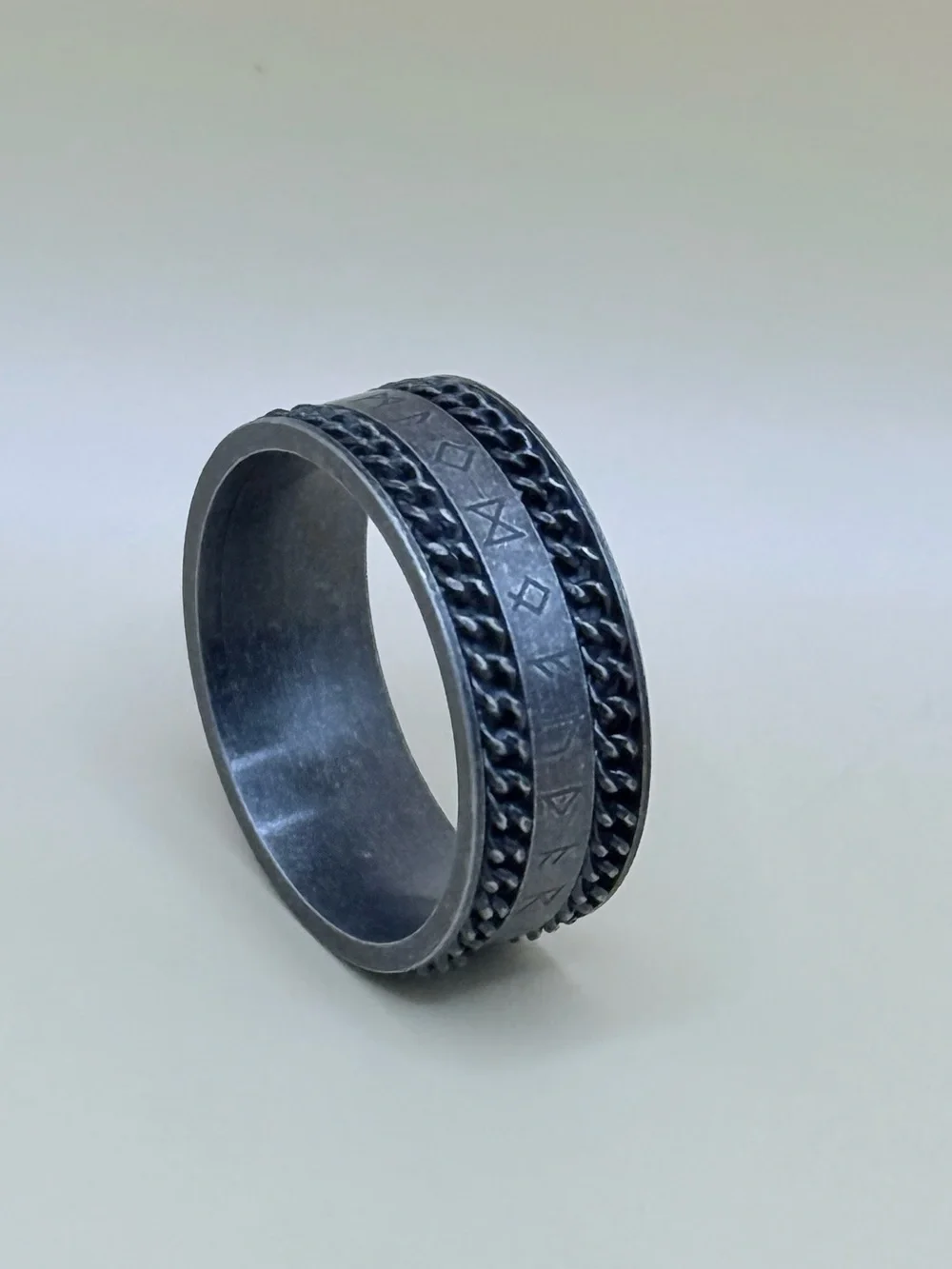 Stainless steel rune ring size 11